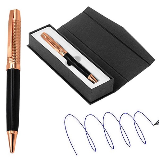[LE-ESC-0017] Bolígrafo metálico cobre y negro con estuche