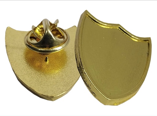 [LE-LLA-0104] Piocha escudo dorada con domo 2,5 × 2 cm