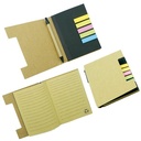 Libreta kraft con banderitas y bolígrafo 11,5 × 14,5 cm