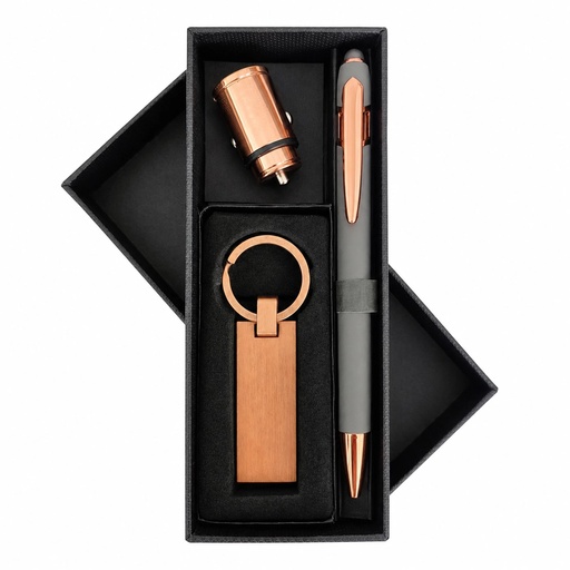[LE-ESC-0078] Set ejecutivo de bolígrafo metálico, llavero y adaptador