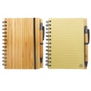 Libreta de bambú con espiral y bolígrafo 13,5 × 18 cm