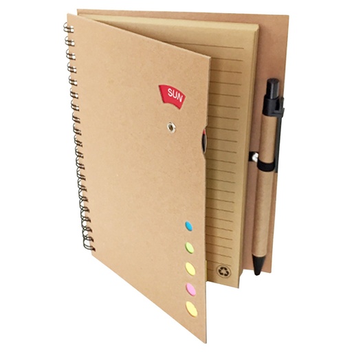 [LE-LIB-0027] Libreta kraft con bolígrafo y notas adhesivas 13 × 18 cm