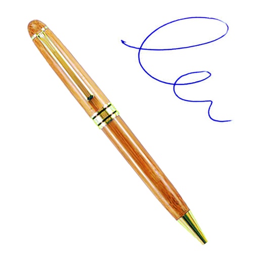 [LE-ESC-0005] Bolígrafo de bambú con detalles dorados