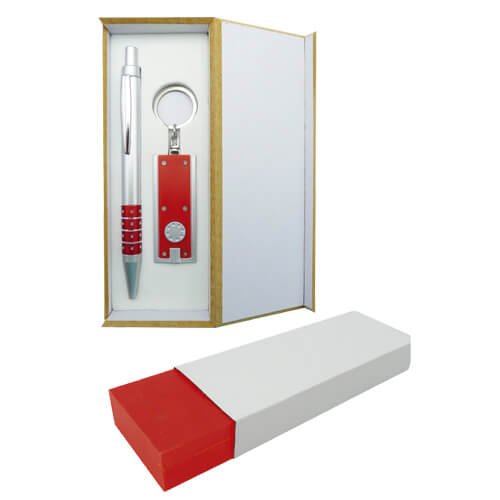 Set de regalo de bolígrafo y llavero linterna