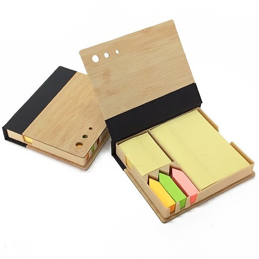 [LE-LIB-0045] Set de notas adhesivas con tapa de bambú 12 × 10,5 cm