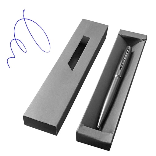 [LE-ESC-0028] Bolígrafo metálico negro de apertura giratoria