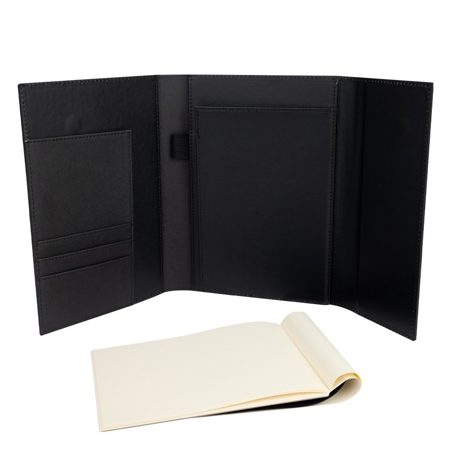 Carpeta con libreta de apuntes de cuerina 13,5 × 20,5 cm