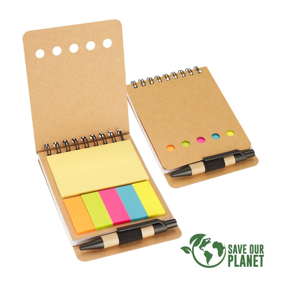 Set de notas ecológico con bolígrafo 8,7 × 12,5 × 0,5 cm