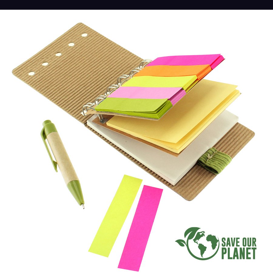 Set de notas ecológico con bolígrafo 8 × 10,5 × 1,5 cm
