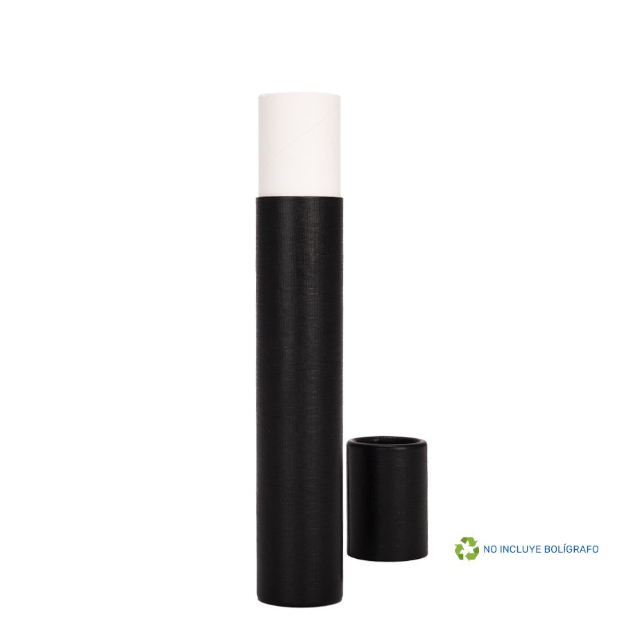 Tubo porta lápiz de cartón forrado negro Ø 2,7 × 16,5 cm