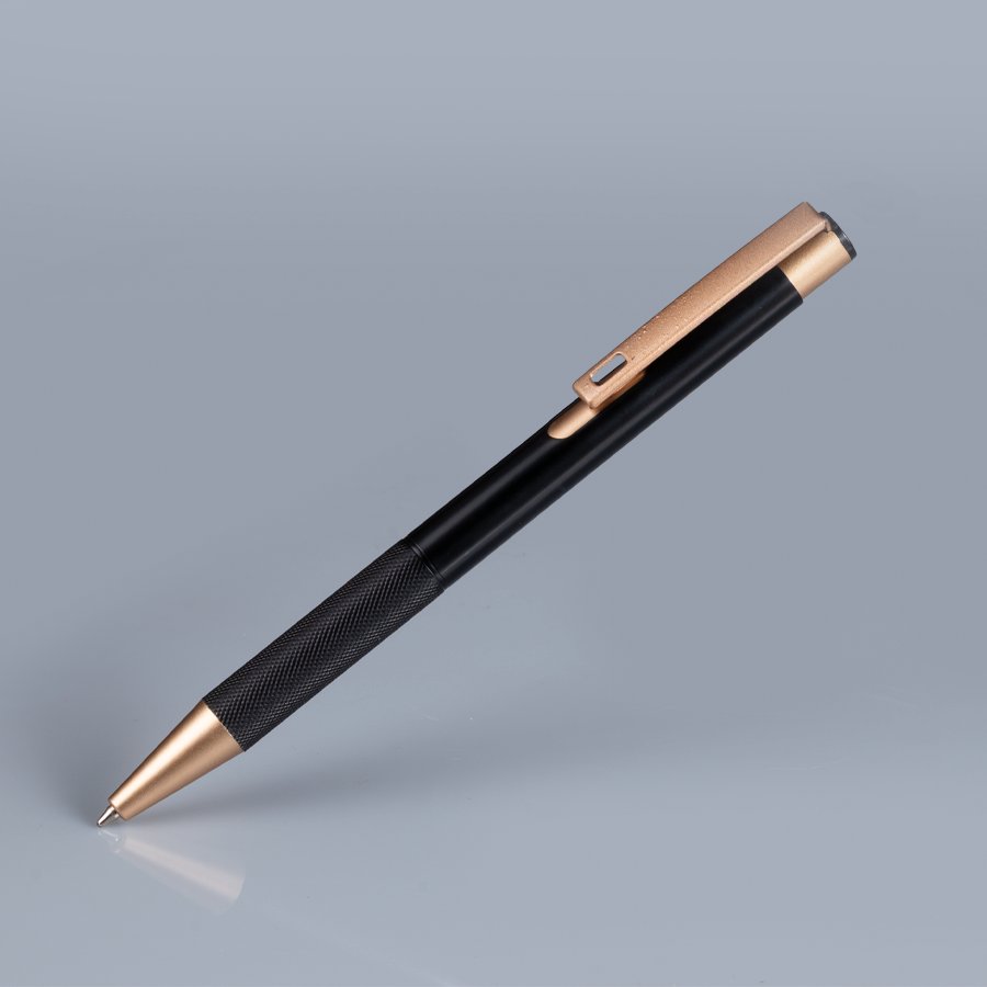 Bolígrafo de aluminio negro y encobrizado 14 × Ø 1 cm