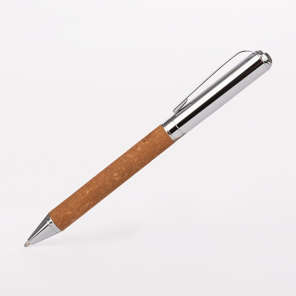 Bolígrafo de acero y cuero reciclado 14,1 × 1,3 cm