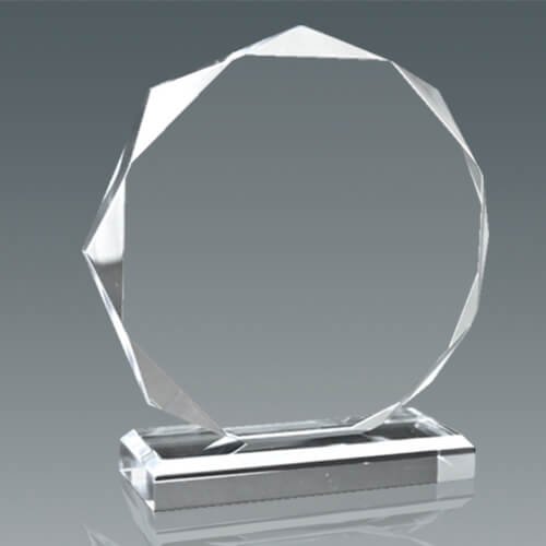 Galvano de cristal octogonal de 12 mm 21,5 × 20 cm