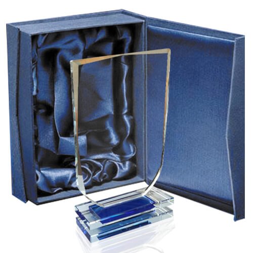 Galvano de cristal con forma de escudo 23 × 14,5 cm