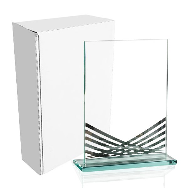 Galvano de cristal rectangular jade 18 × 13 cm