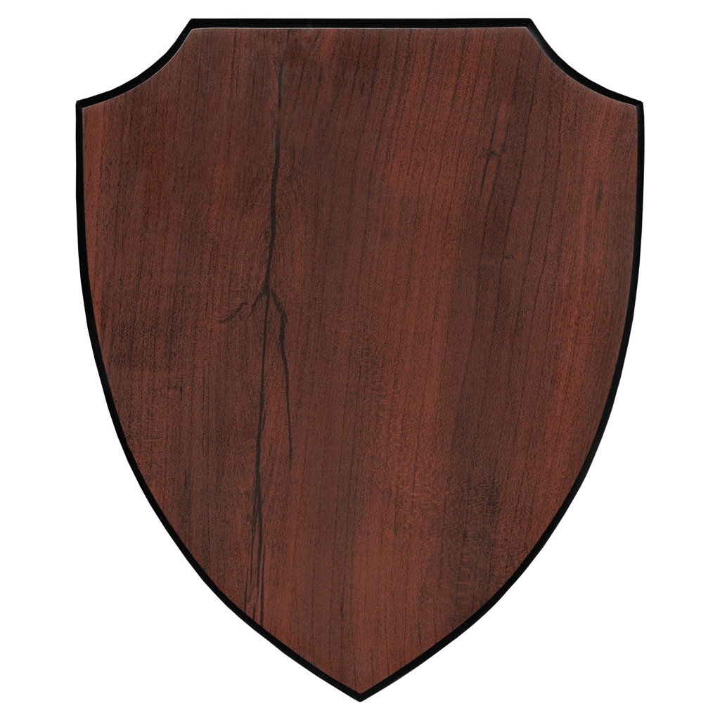 Galvano de madera con forma de escudo