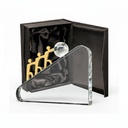 Galvano triangular de cristal con esfera grabada 19,8 × 14 c
