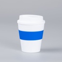 Mug de polipropileno blanco con banda de silicona 356 ml