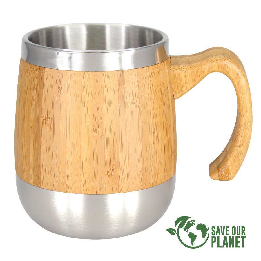 Tazón cervecero de bambú y acero 450 ml Ø 9,5 × 11,1 cm