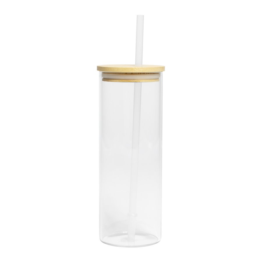 Botella de vidrio con tapa de bambú para sublimar 500 ml