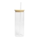 Botella de vidrio con tapa de bambú para sublimar 500 ml