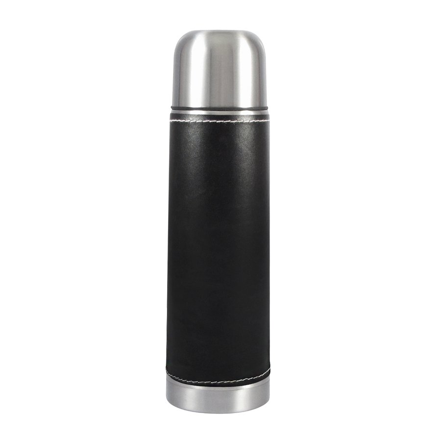 Termo de acero con funda de cuerina 500 ml Ø 6,6 × 24,4 cm