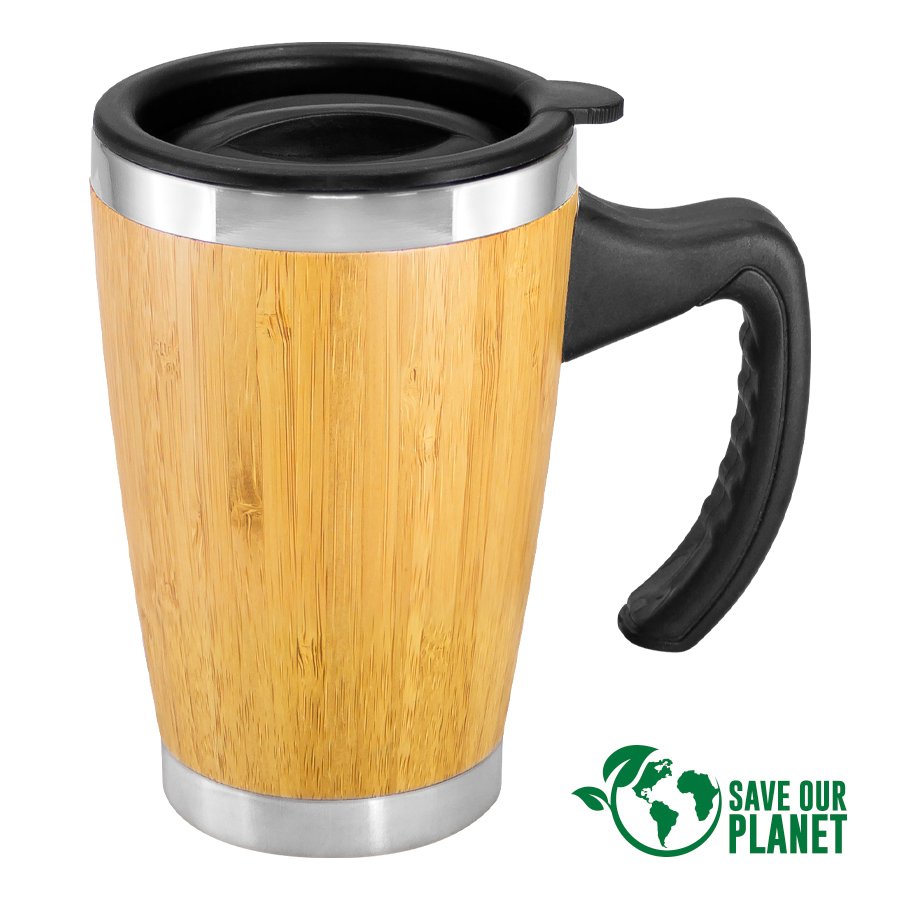 Mug de bambú con asa plástica 400 ml 13,6 × Ø 8,6 cm