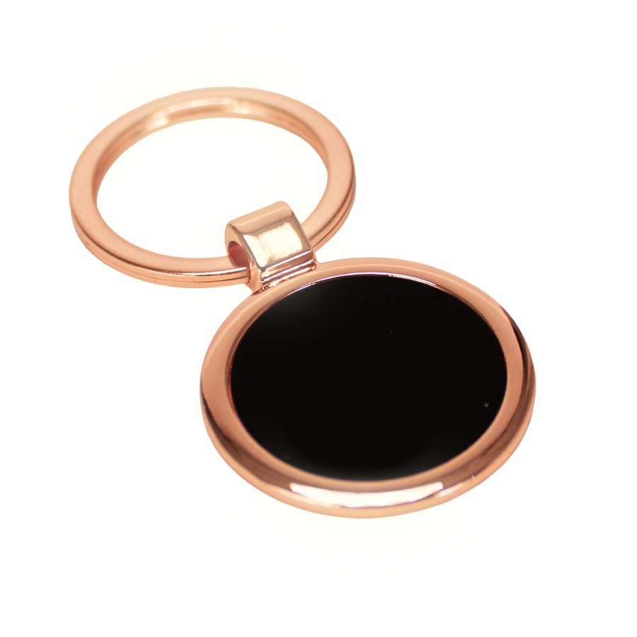 Llavero redondo encobrizado negro Ø 3,5 cm