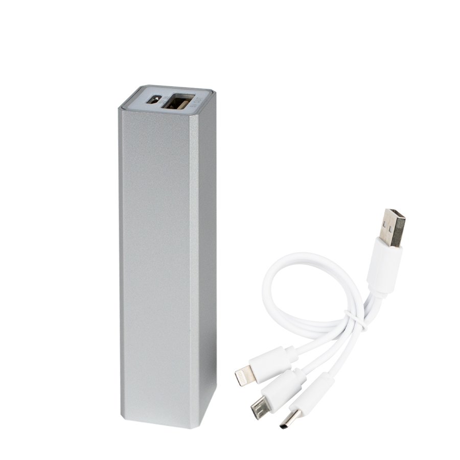 Power bank metálico de 2.200 mAh 9,4 × 2,1 × 2,1 cm