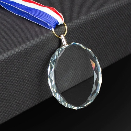Medalla de cristal con cinta tricolor de 5,5 cm