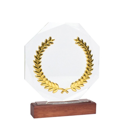 Galvano de madera, cristal y acero 21,2 × 18 cm
